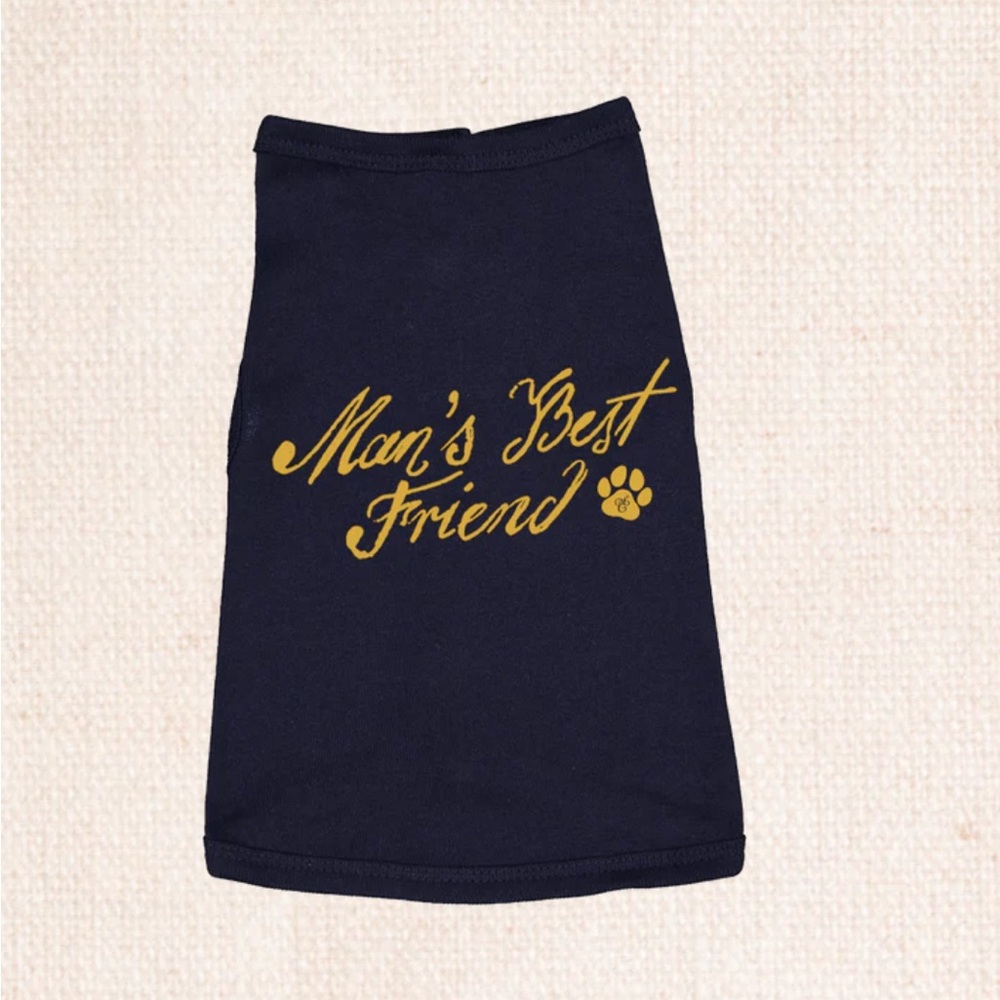 Sabrina Carpenter Man's Best Friend Navy Dog Tank Top with Gold Script